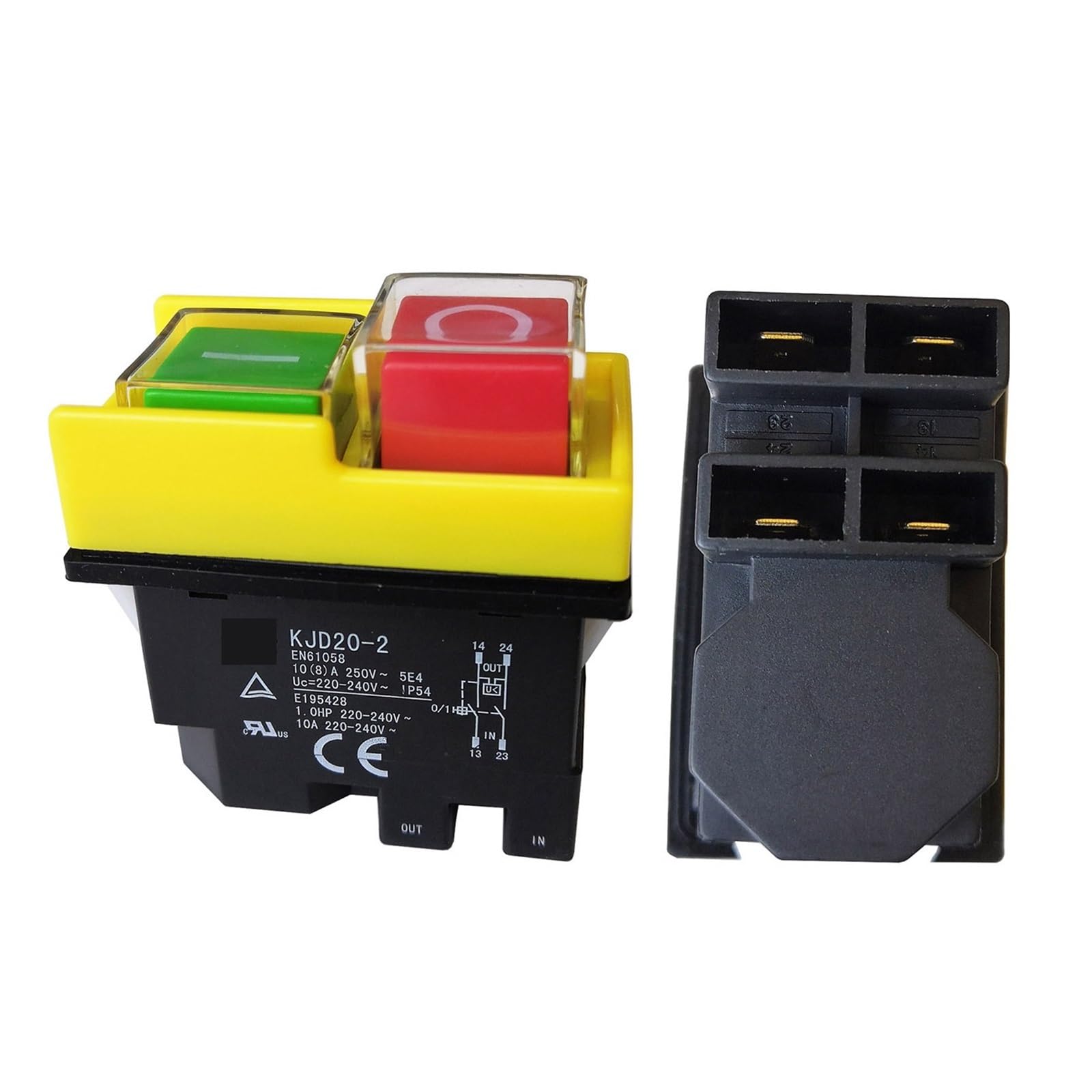 KJD20-2 - Interruptor de botón electromagnético industrial de 250 V para herramientas eléctricas (amarillo), 220 V