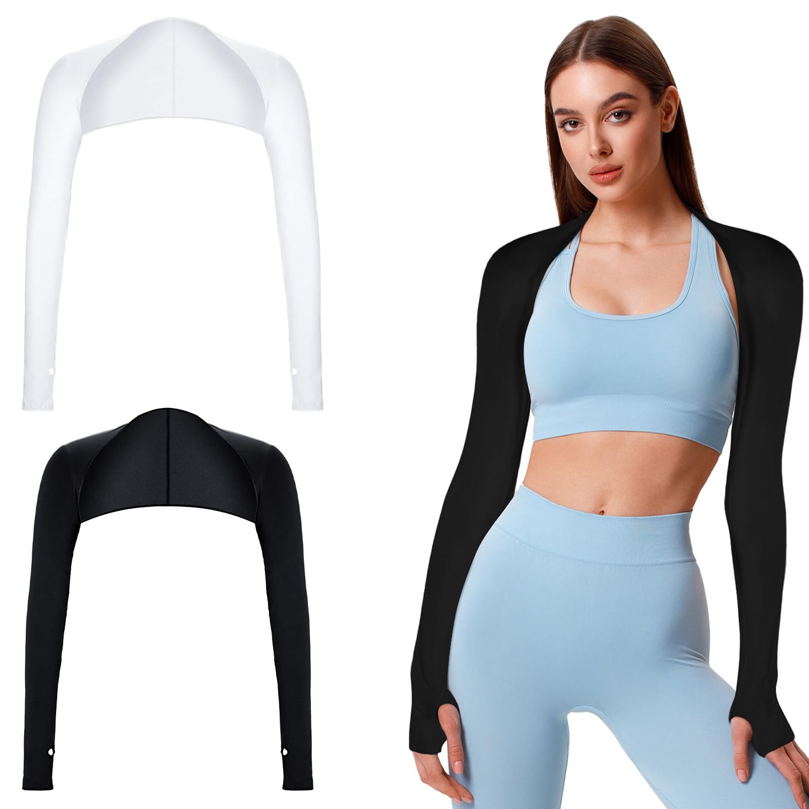 Sun Sleeves UV Schutz Bolero Schal Armmanschette Armstulpen mit Fingerloch für Damen Herren Outdoor