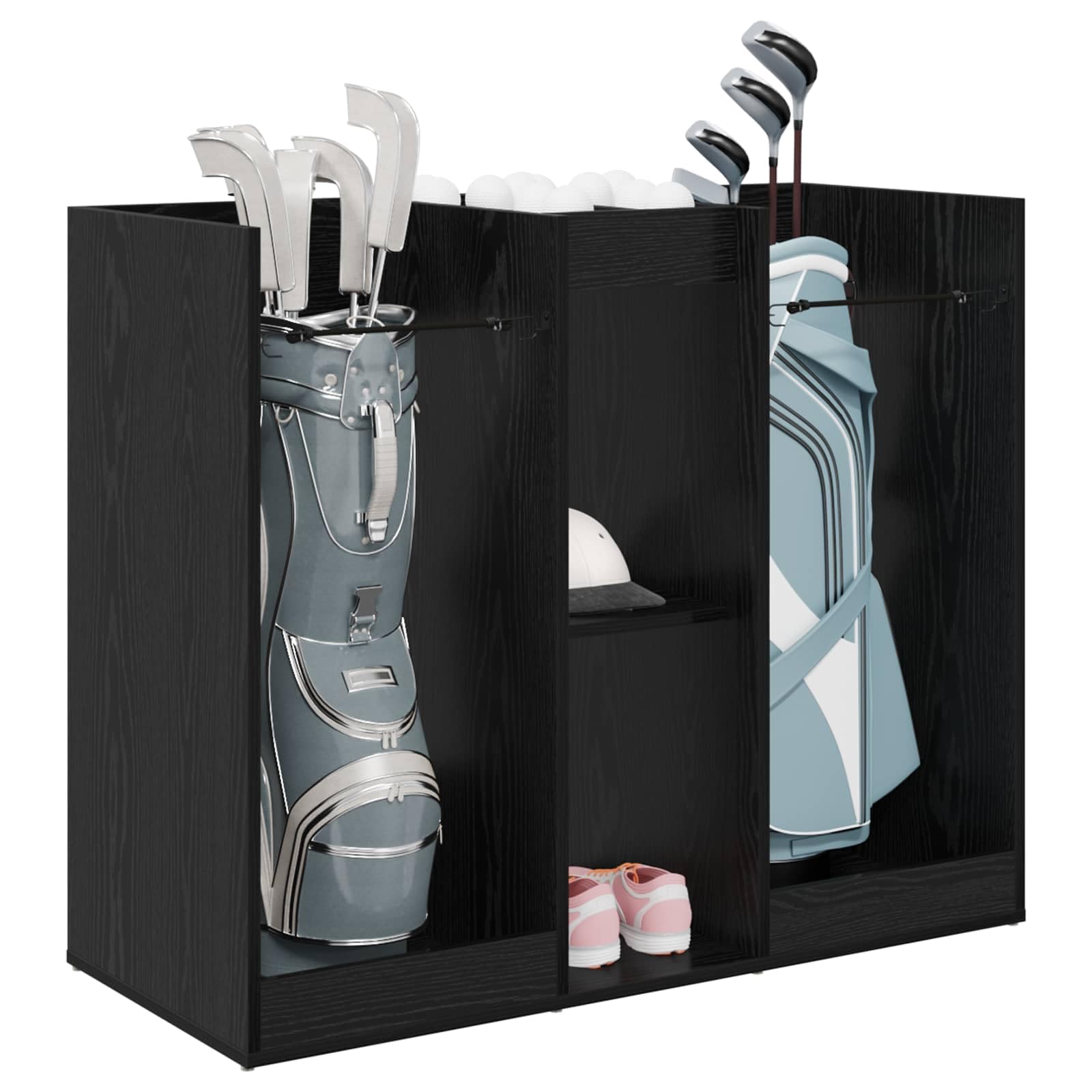 vidaXL Golf Cabinet Plain Black Oak 102 x 45 x 85.5 cm, Ample Storage, Stylish Garage Cabinet, Rectangular Golf Organizer, Functional Indoor Unit, Free-Standing Wooden Shelf
