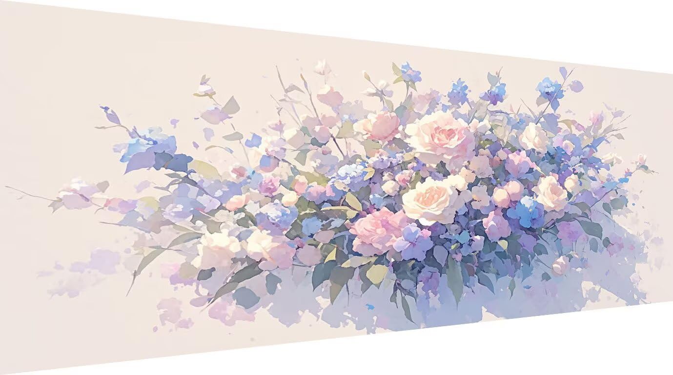 Malarstwo diamentowe dla dorosłych, piękne, "zrób to sam", obraz do malowania diamentami, kwiaty, duży, 70 x 140 cm, zestaw do haftowania, haft krzyżykowy, mozaika, zestaw do majsterkowania dla