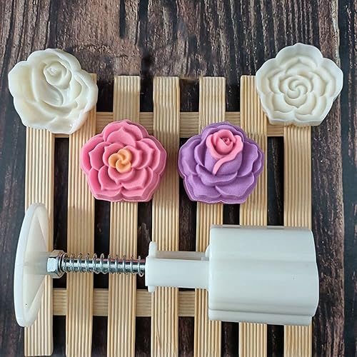 Miniatura 2 de Vctitil Juego de 5 moldes para pastel de luna, festival de mediados de otoño, bricolaje, prensa a mano, sellos de galletas, herramienta para