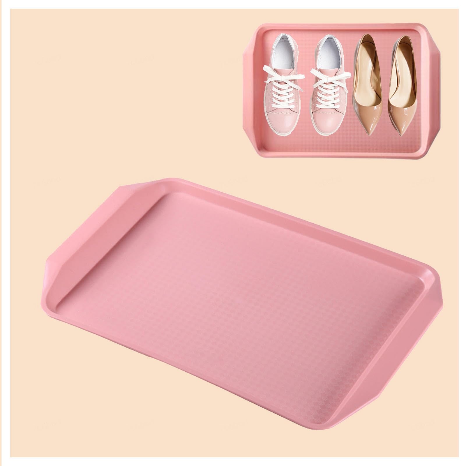 Boot Trays for Entryway 3 Pack Plastic Tray Winter Boot Tray for Garden, Bedroom, Entrance Area, Garage Boot Trays for Entryway,Pink