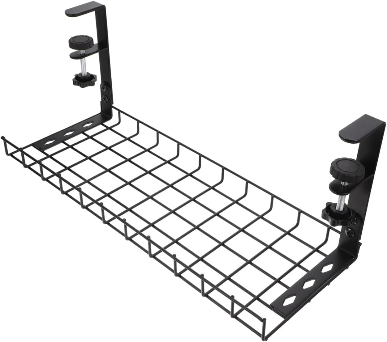 TIDTALEO Desk Cable Rack and Wire Organizer No Drill Cable Management Tray Large Capacity Black 500mm for Office Desk Power Strip Storage