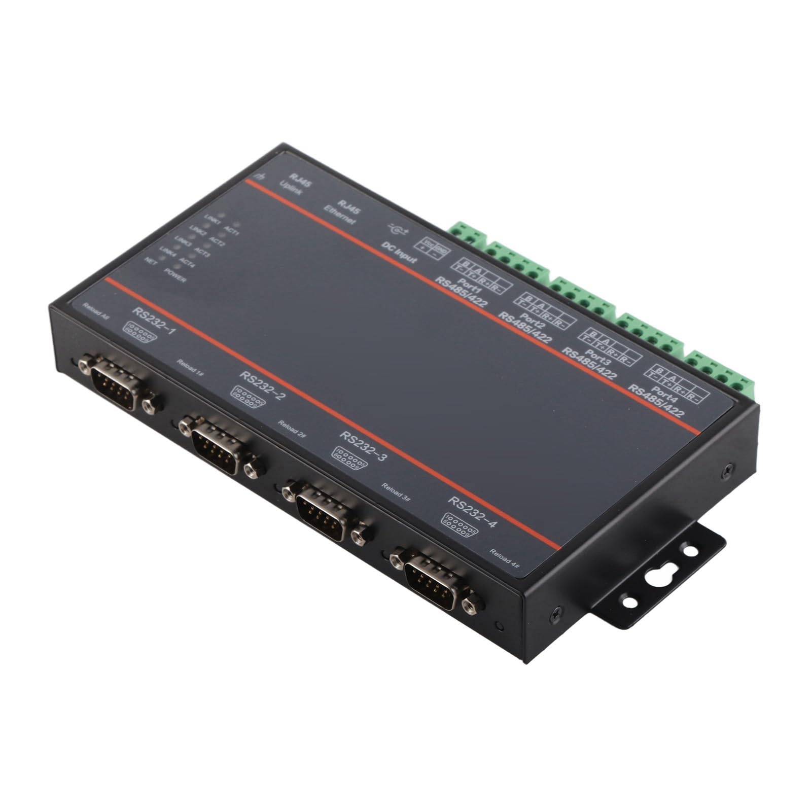 Servidor Serie HF - 5142B, convertidor RS232/485/422 a Ethernet de 4 Puertos, Grado Industrial con Amplio Voltaje 5-36 V, antiprotección para Control de Acceso y monitoreo de