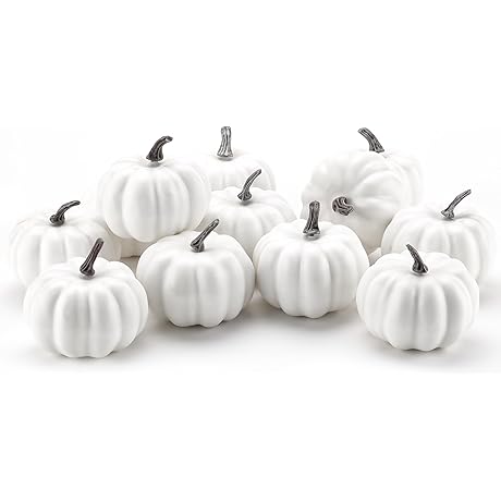 12 Pack White Artificial Pumpkins for Painting
