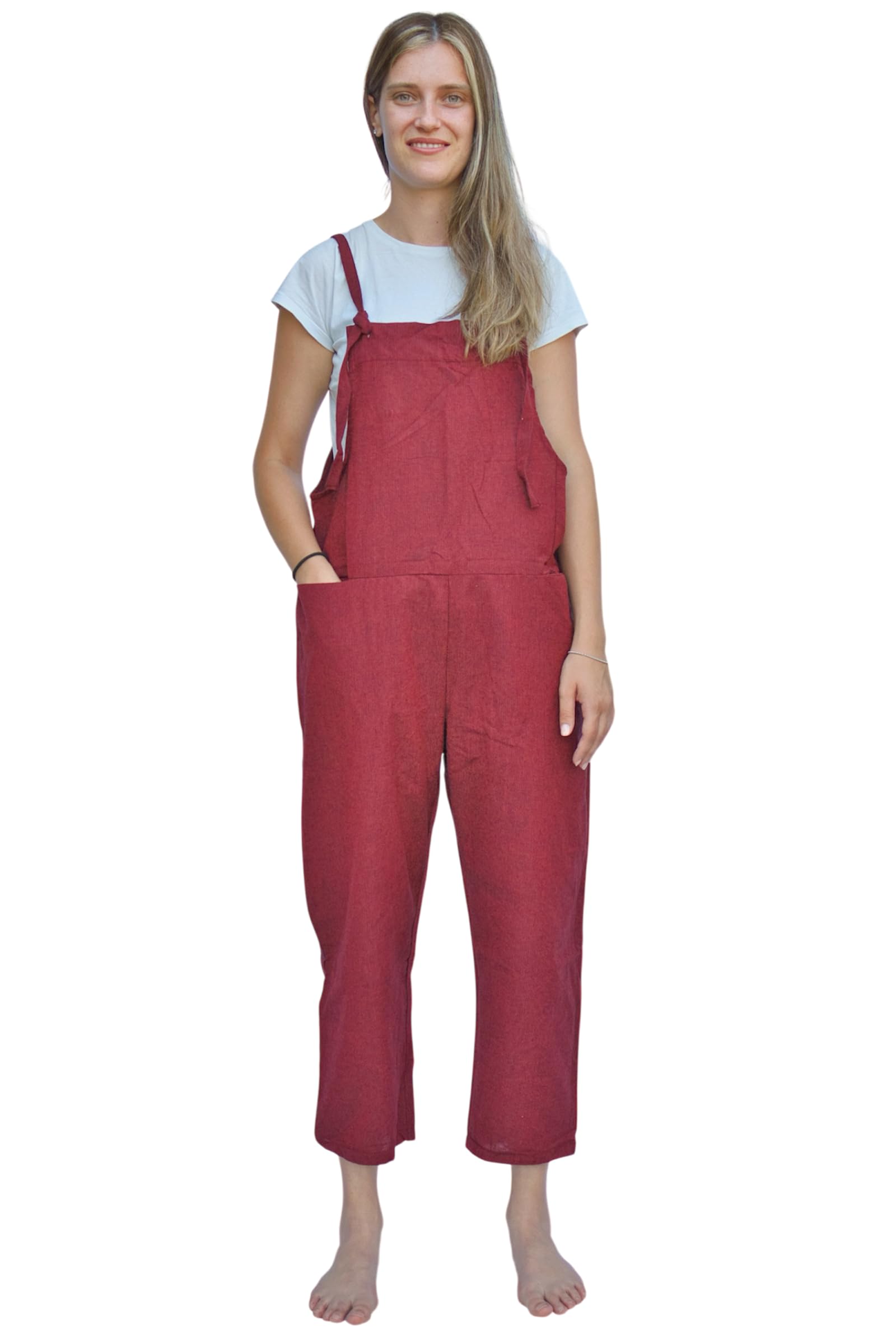 JUNKIRI Salopette Elegante Bohemien in Cotone, Realizzata a Mano in Nepal, Tuta Larga a Gamba Ampia, Jumpsuit, taglia unica