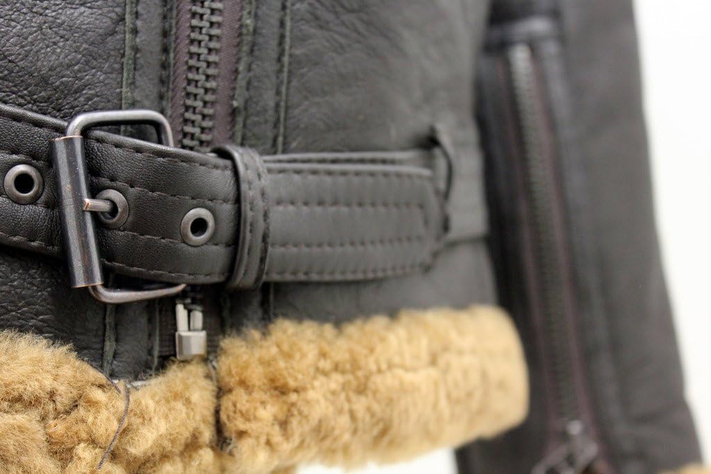 Infinity Men’s Brown RAF Real Shearling Sheepskin Flying Leather Jacket - Image 8