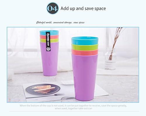 Miniatura 4 de 4 vasos de plástico reutilizables para beber, vasos de agua apilables sin BPA, aptos para lavavajillas, vasos de colores surtidos, grandes vasos de