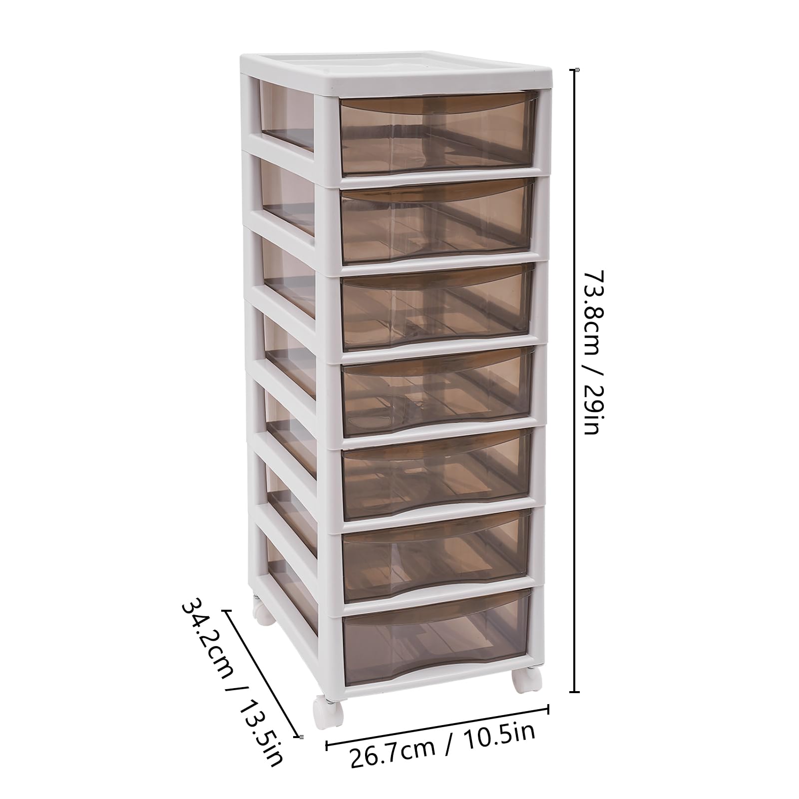 Schubladenbox aus Kunststoff, Aufbewahrungsschrank Schubladen Box Kosmetik Büroorganizer Rollcontainer Unter-Schreibtisch-Schublade, Modernes Design für Home Office und Schlafzimmer (8 Tier)