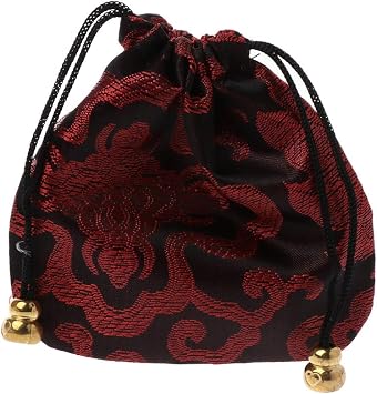Premium Jewelry Organizer Pouch - Silk Drawstring Gift Bags With Clear Pockets - Traditional Chinese Embroidery Travel Pouch