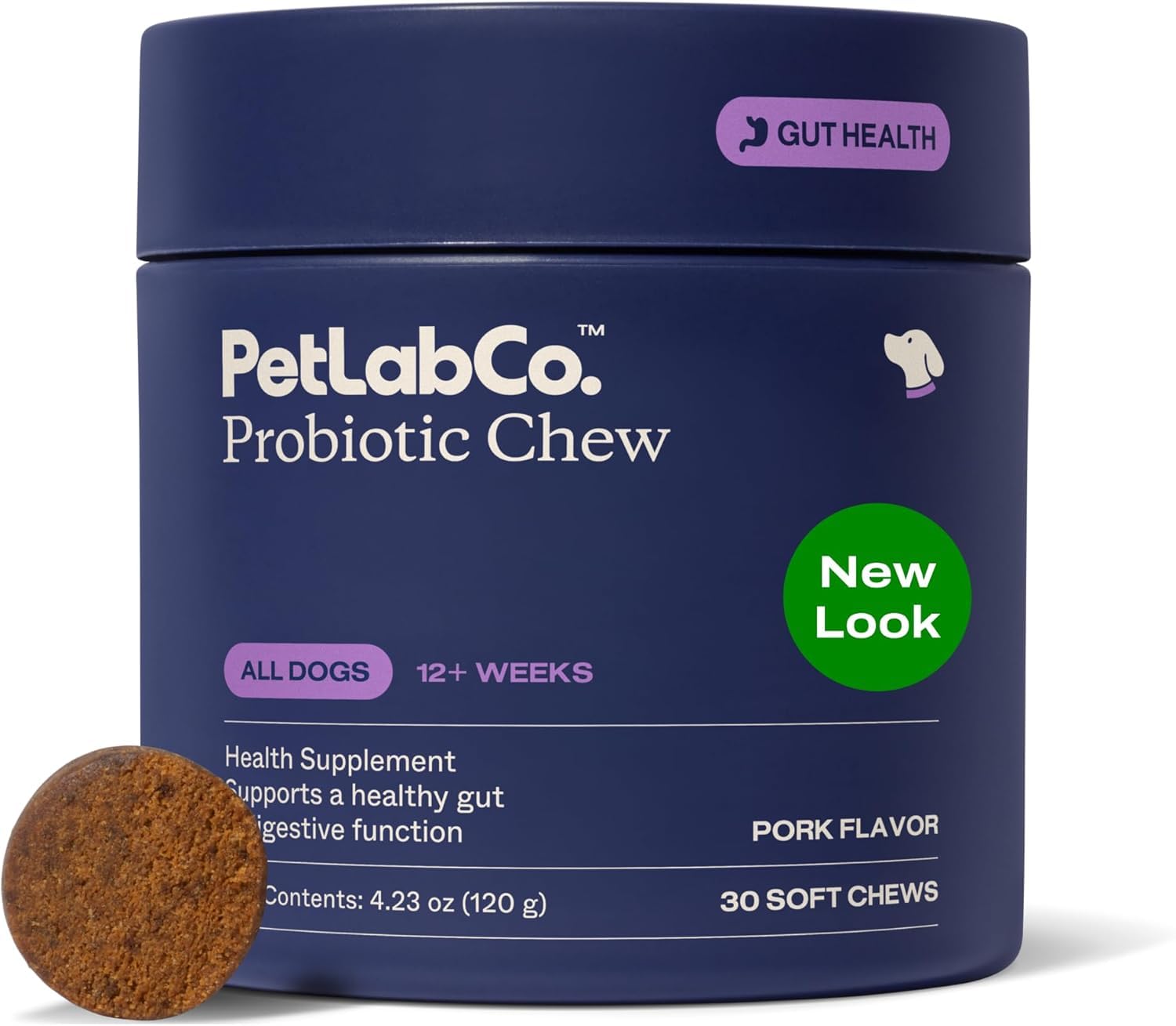 Probiotics for Dogs, Support Gut Health, Occasional Diarrhea, Digestive Health & Seasonal Allergies - Pork Flavor - 30 Soft Chews - Packaging May Vary
