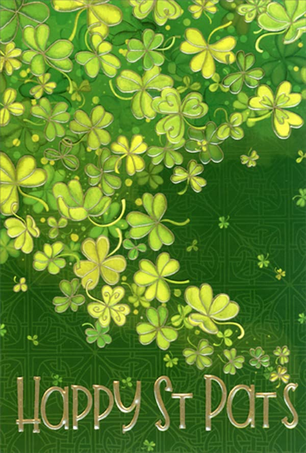 Pictura Swirling Light and Dark Green Four Leaf Clovers St. Patrick's Day Card