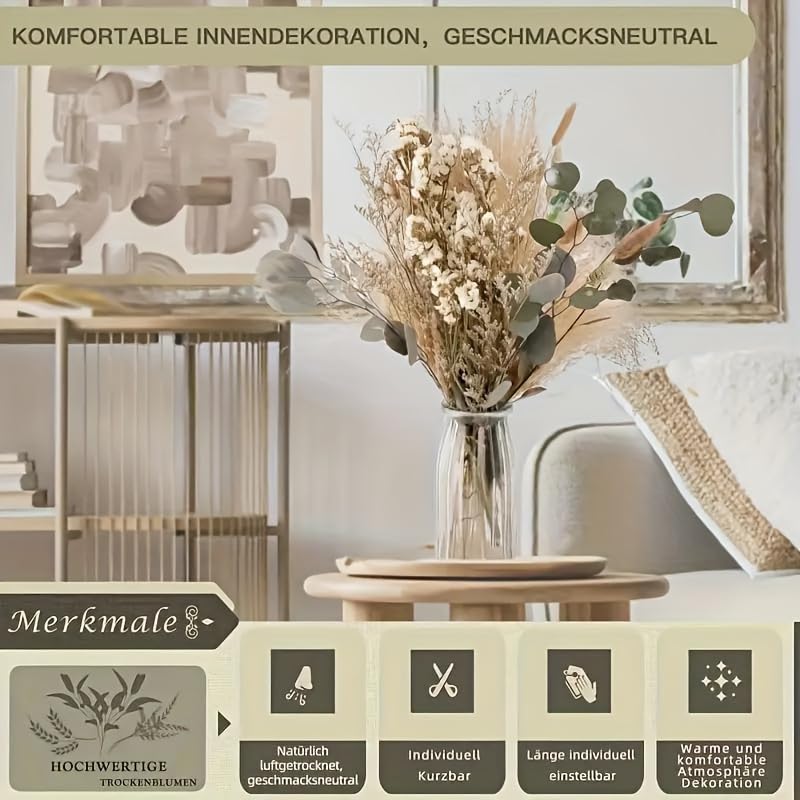 Flores secas naturales mezcla Pampas Eucalipto Boho decoración miniatura 5