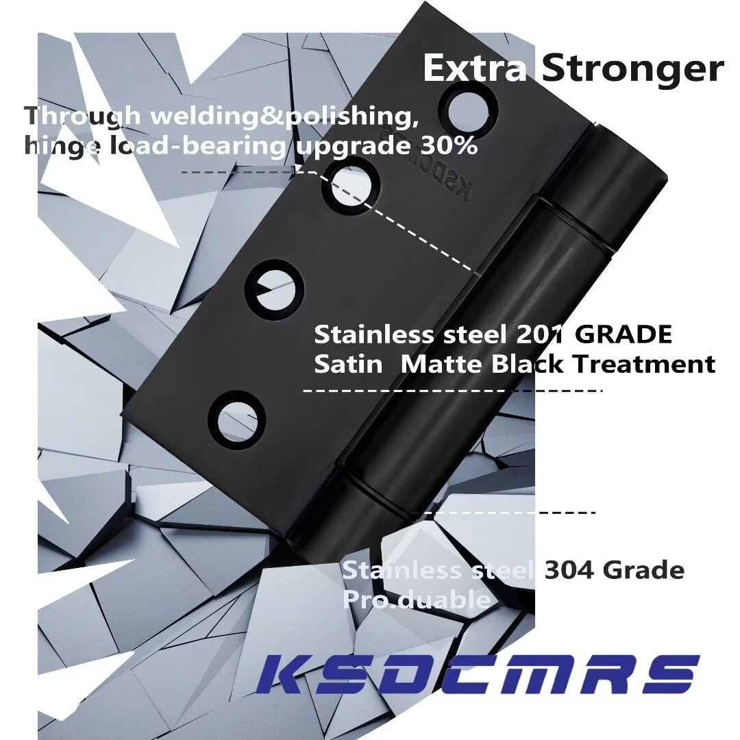 Bisagras de puerta de cierre automático de acero inoxidable de 4 x 4 pulgadas, bisagra de resorte negro, bisagras resistentes para interiores, hogar, fuego, exterior, despensa, sótano, bisagras de