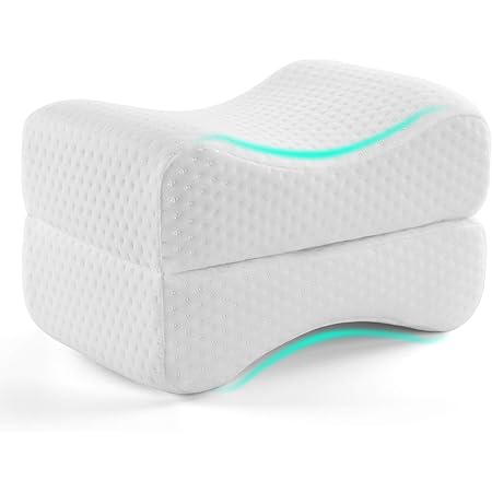 AMERIERGO Memory Foam Knee Pillow for Back, Hip, Leg and Knee Pain Relief & Suitable for Side Sleepers, Pregnant Women… (25 x 18 x 15cm)