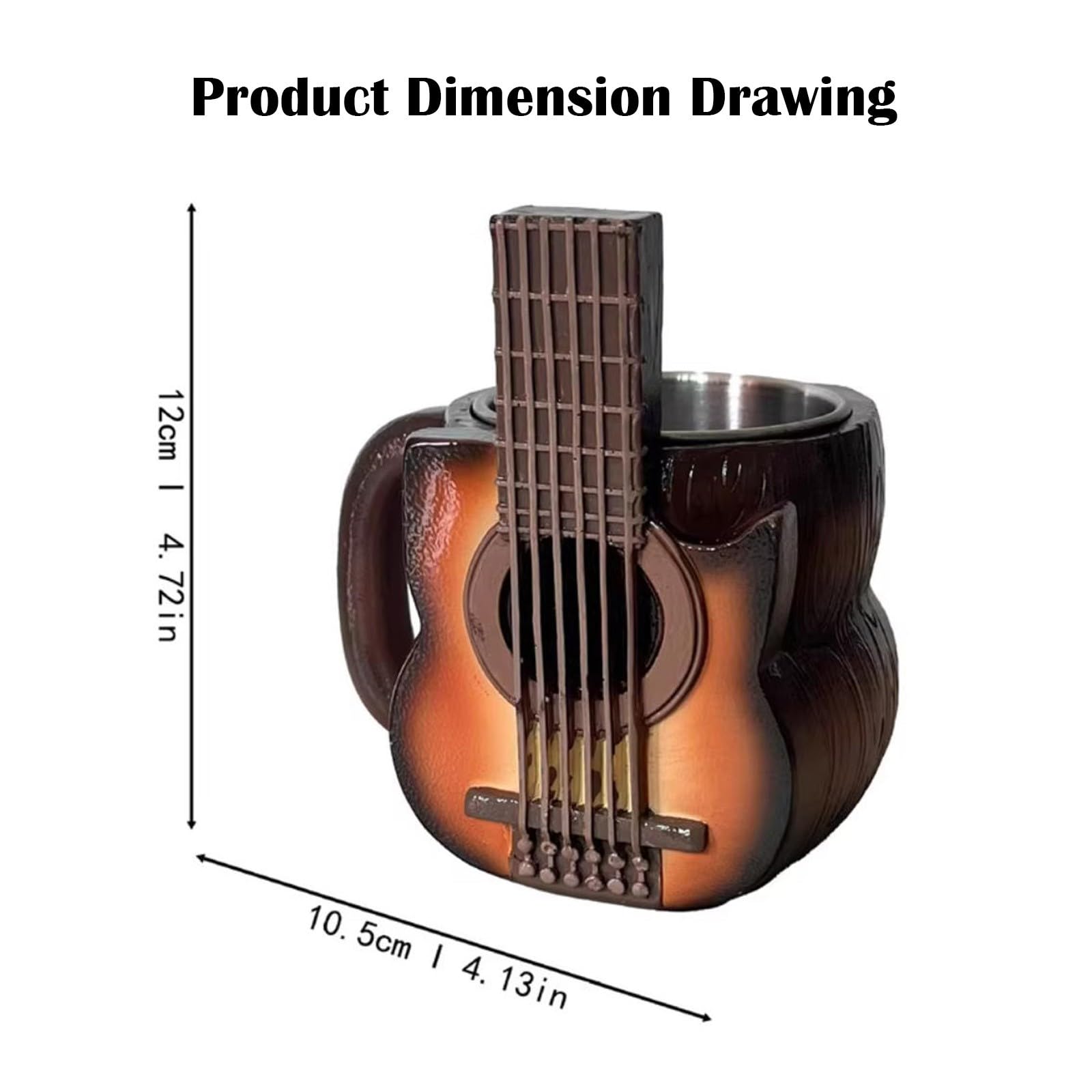Tazza da caffè con chitarra, design artistico, realizzata a mano, per decorare la scrivania, ideale per gli amanti della musica e i collezionisti
