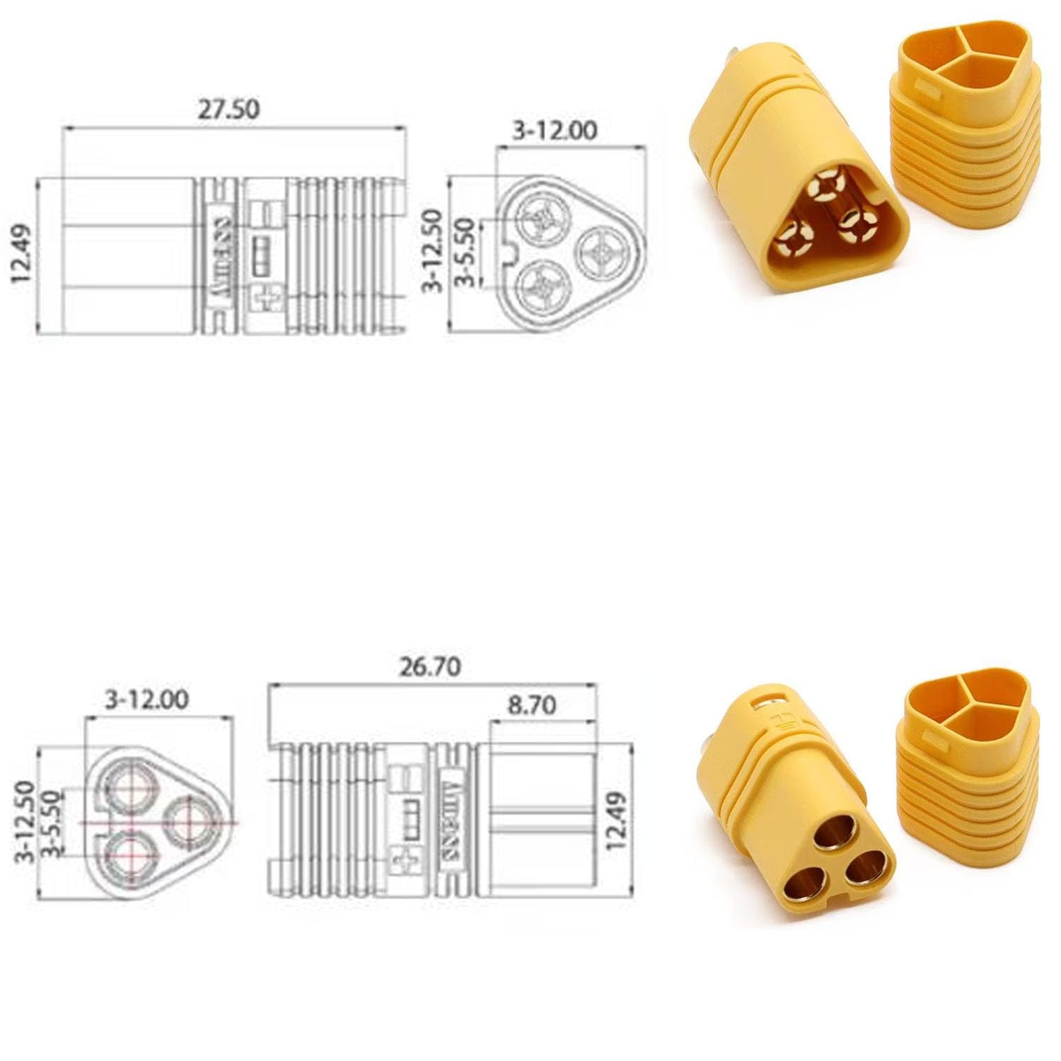 RUNCCI-YUN MT60 Stecker – 5 Paare, 3-polig, 3,5 Mm, Für RC-Motoren & ESC