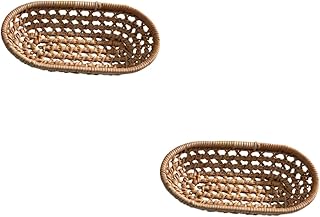 TOYANDONA 2 Pçs Decoração De Mesa Mesa Superior Decoração Cesta De Toalha Tecer Cestas De Vime Cesta De Piquenique Cesta De Armazenamento De Frutas Cesta De Flores Caixa De Armazenamento De