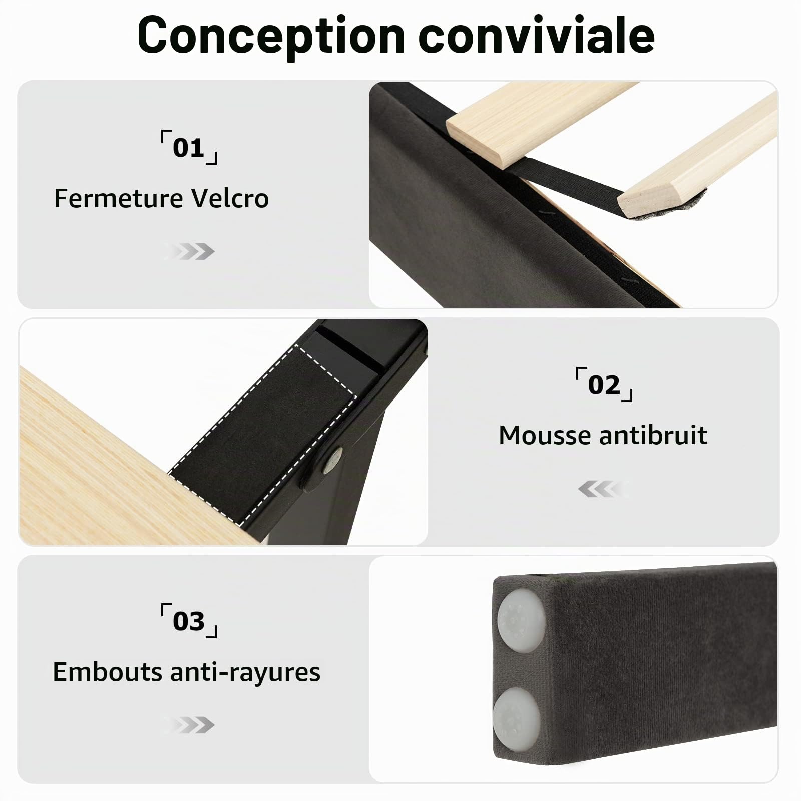GOPLUS Lit 180 x 200 avec Sommier sans Matelas, Lit Capitonné avec Tete, King Size, Lattes Bois Massif, Charge 450 KG(Gris|Coin carré, 180X200CM)