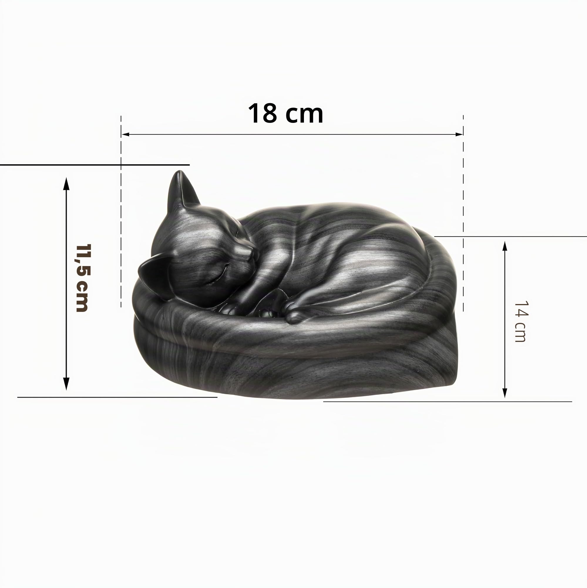 Urna urna per ceneri di gatti, piccola urna per ceneri di gatto, elegante urna per ceneri di alta qualità (nero)
