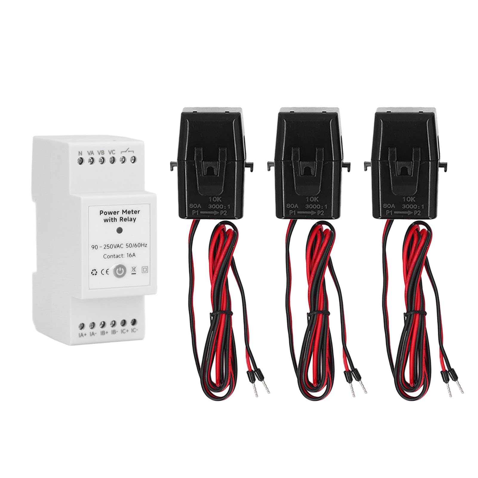 KIMISS Domowy Licznik Energii 3-fazowy Monitor Energii Elektrycznej 90–250 V AC z Wi-Fi, Cęgowymi Czujnikami Prądu i inteligentną kontrolą Aplikacji do śledzenia Zużycia w Czasie Rzeczywistym