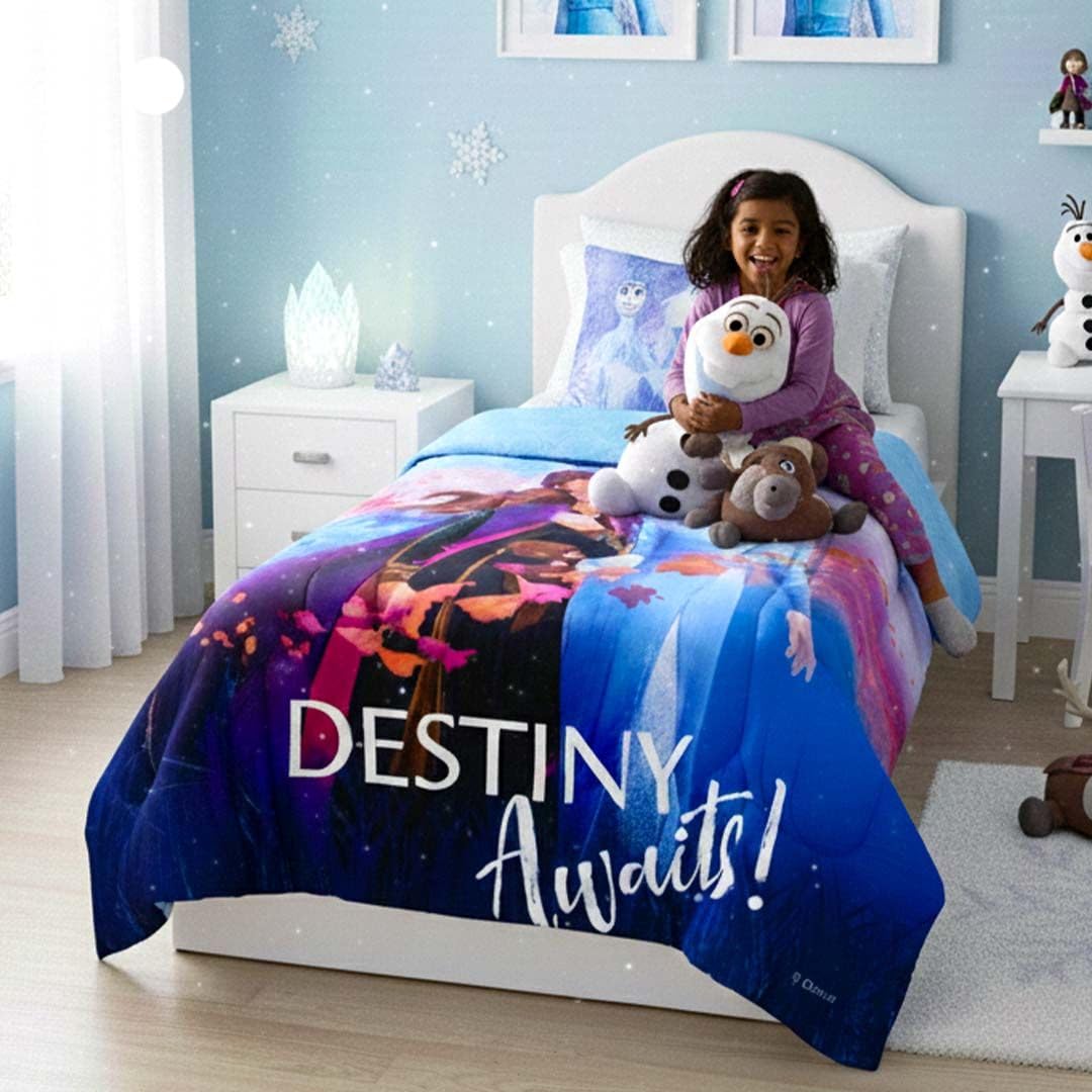 Athom Living Kids Comforter, Soft & Lightweight, Durable Bedding for Girls, Cozy & Vibrant Printed Bedspread, Machine Washable | 390 GSM, 135x220 cm (Elsa & Anna) 1