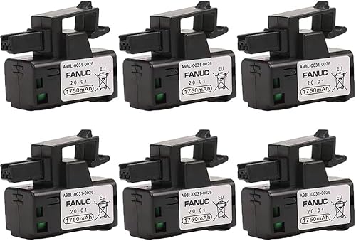 (6-PCS) 1750mAh A98L-0031-0026 3V PLC Battery for FANUC 02B-0309-K102A98L-0031-0026 CNC Machine Controler 3P Plug