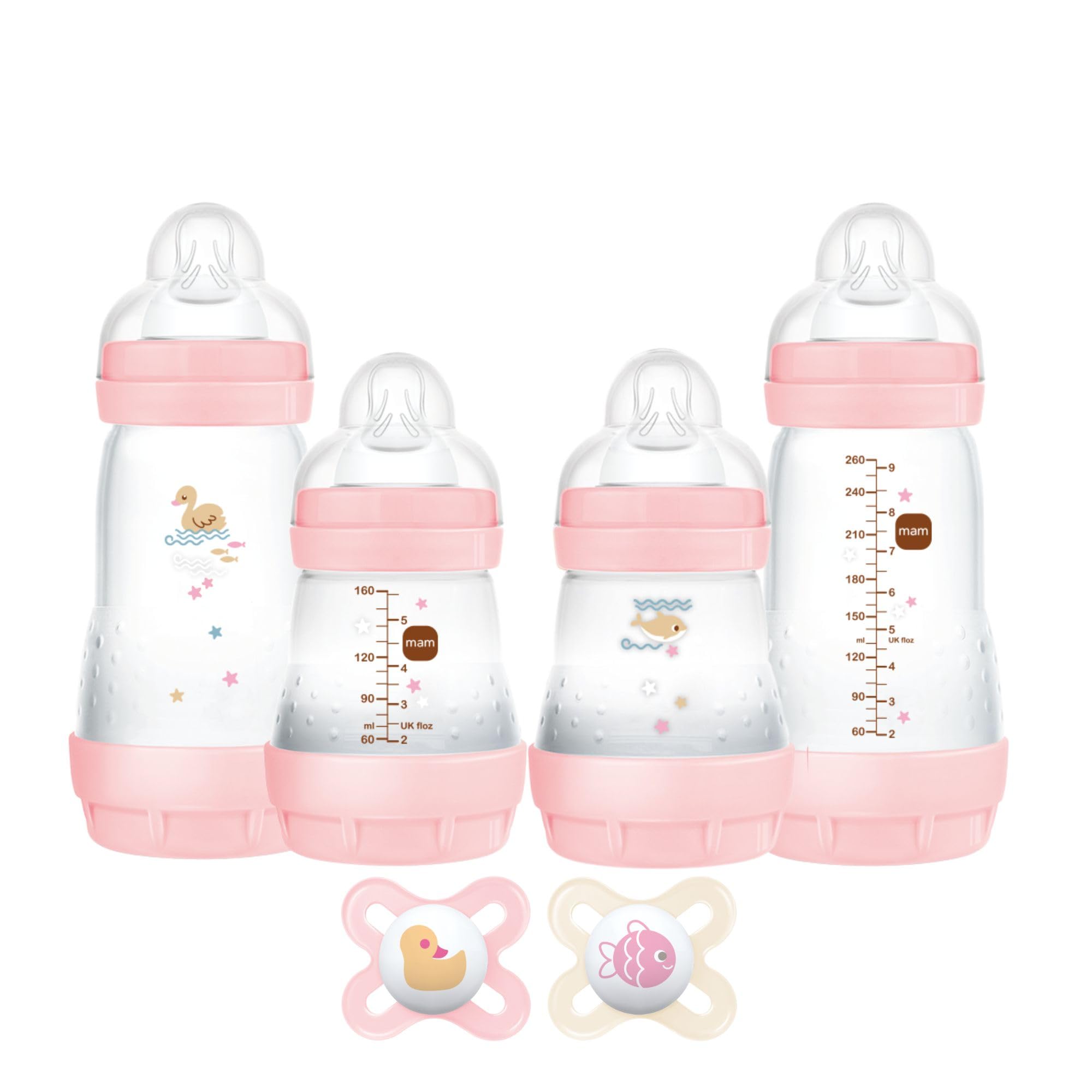 MAM Feed & Soothe Bottle & Pacifier Gift Set, Girl, 0+ Months, 6-Count by MAM