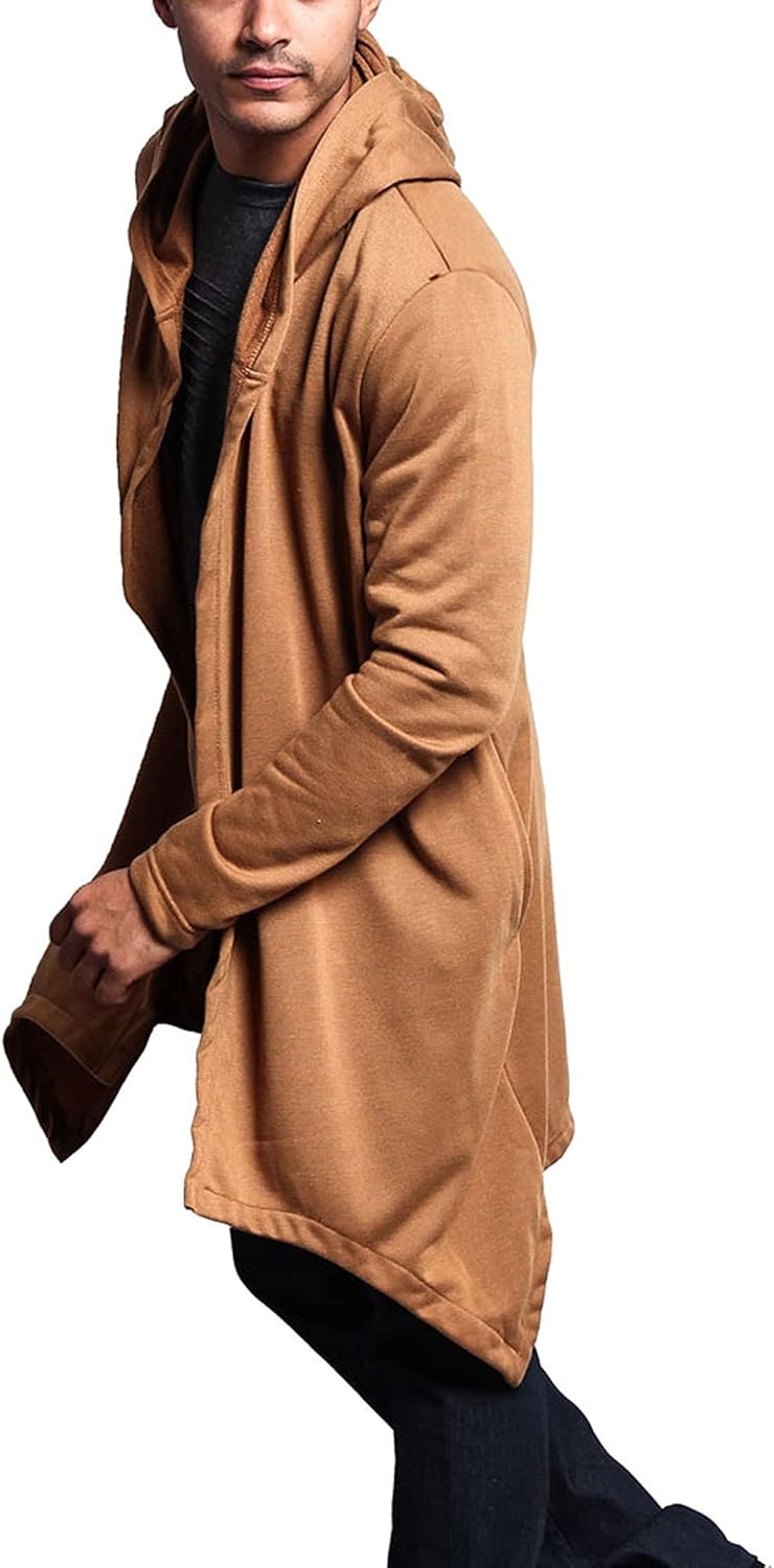 VICTORIOUS Men's Long Length Cloak Cardigan Hoodie