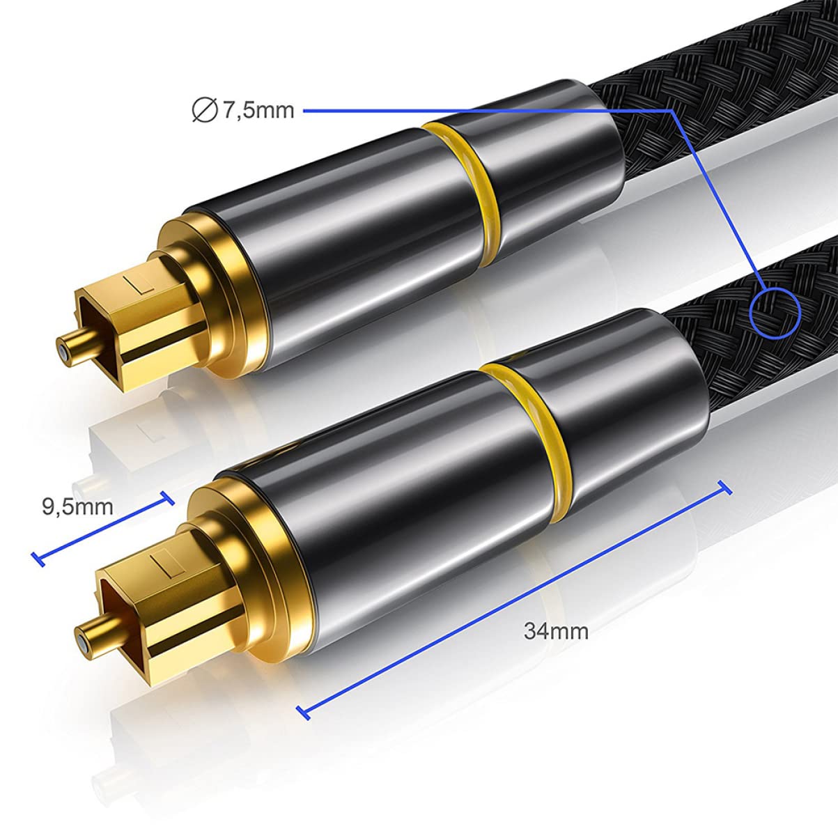 KOMBIUDA Câble Optique Audio Numérique 15m pour Tv et Barre de Son, Câble Fibre Optique Mâle-mâle Haute Conductivité, Protection Anti-oxydation, Usage Console de Jeux et Home Cinéma, Noir