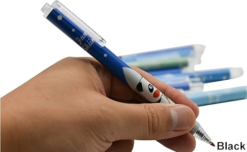 Miniatura 5 de Maydahui 12 bolígrafos de gel con diseño de panda de dibujos animados, bolígrafos de nieve retráctiles, tinta negra para la escuela, papelería,