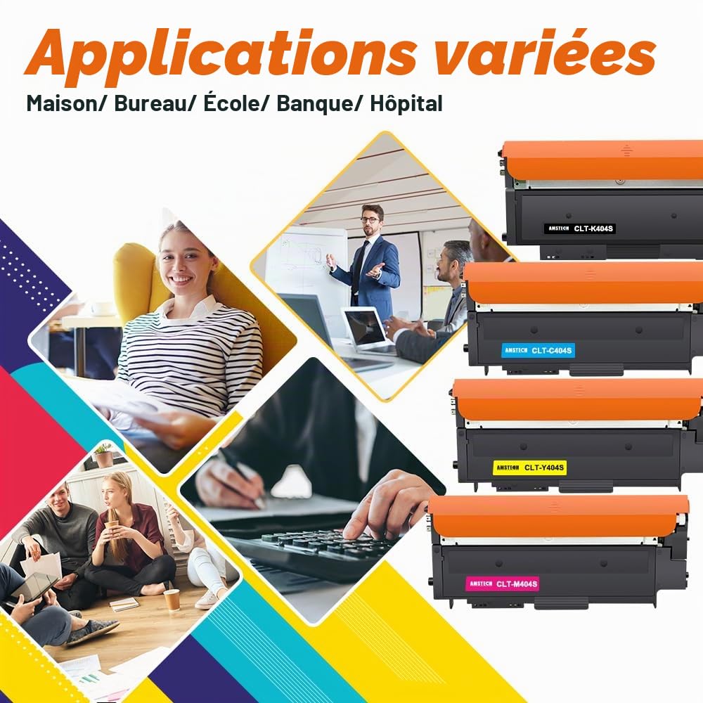 CLT-P404C Cartouches de Toner Compatibles pour Samsung C480W C480FW 4-Pack