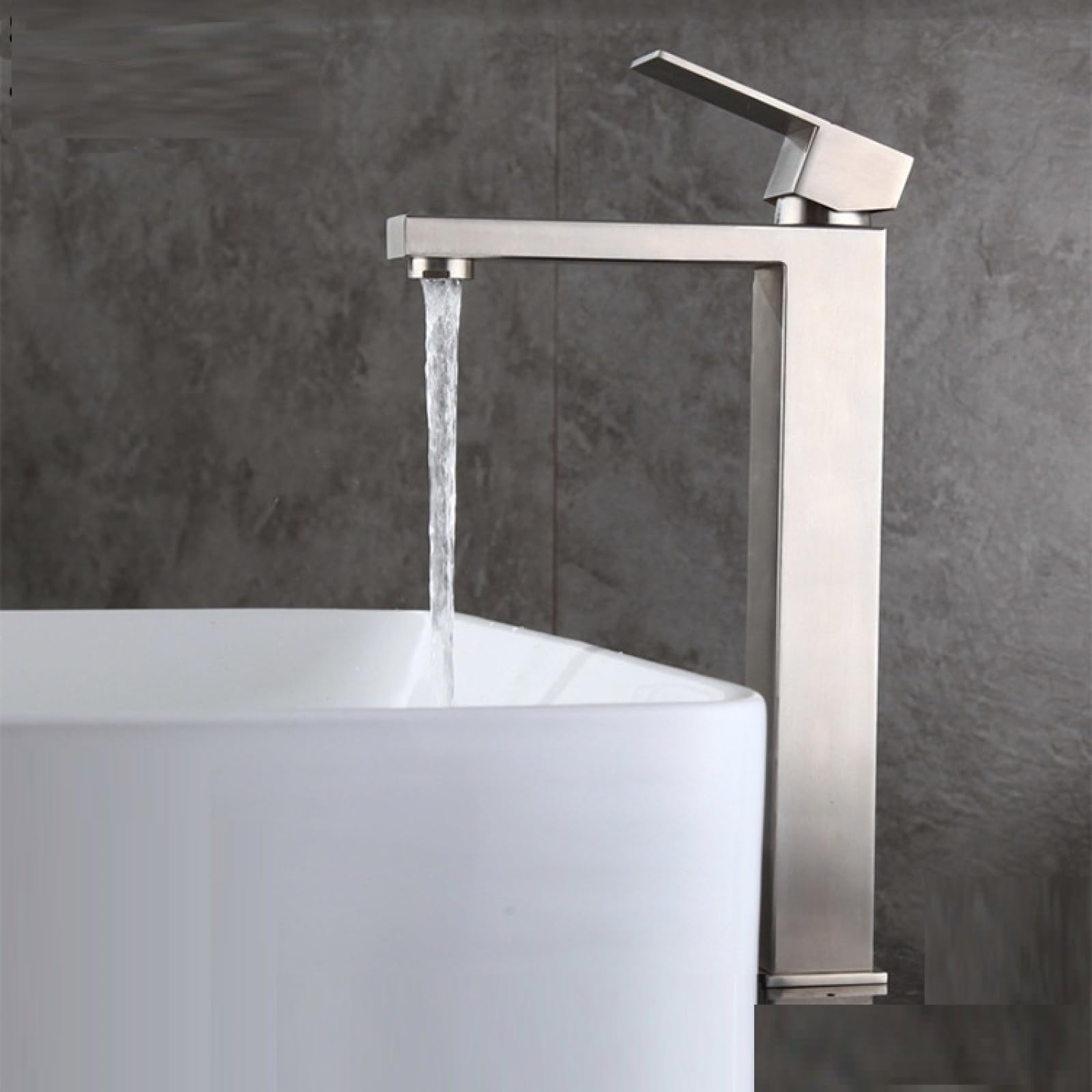 Fanjubei Brushed Added Tall Square Washbasin Hot And Cold Water Tap,