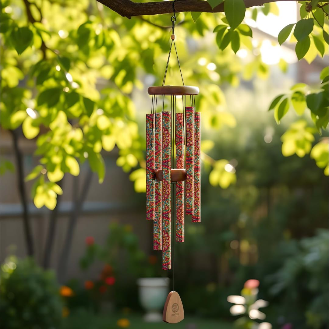 Premium Spiritual Mandala Wind Chime – Vastu-Inspired Deep-Tone Chimes for Home, Garden & Patio – Large 37” Mindful Gift of Abundance, Good Luck & Healing – One Tree Planted