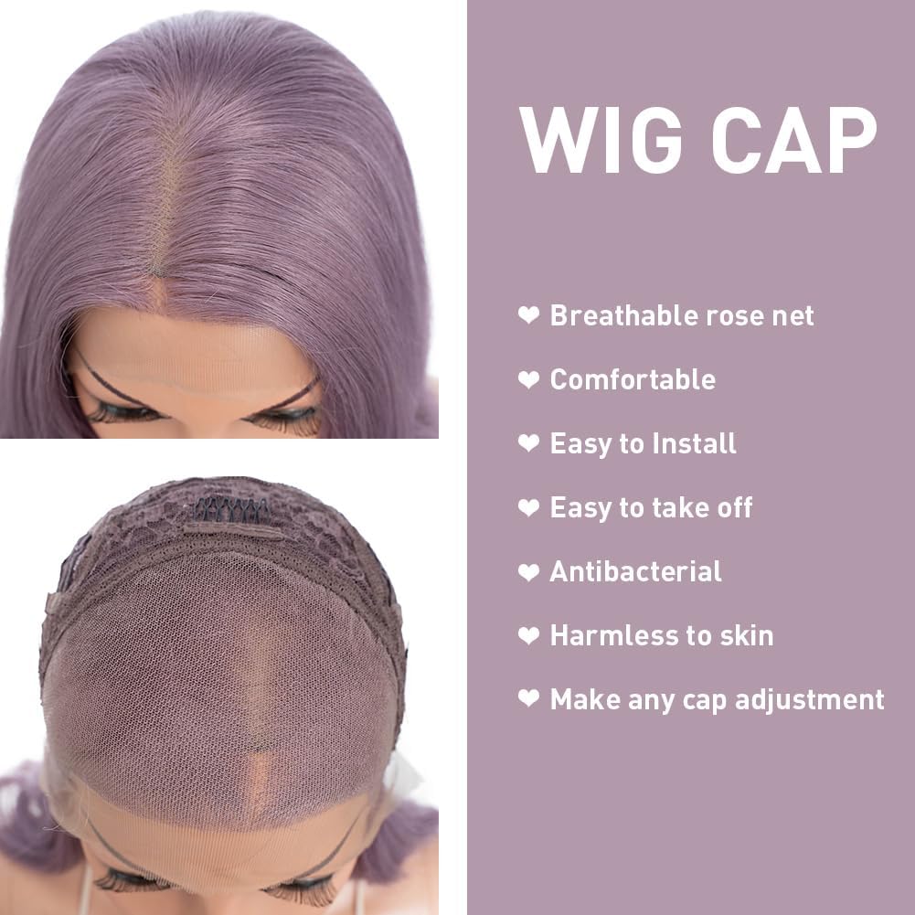 Style Icon 13x4 Lace Frontal Wig 26 inch Long Body Wavy Wig Pale Purple Synthetic Lace Front Wigs for Women Free Part Wig 150% Density - Image 4
