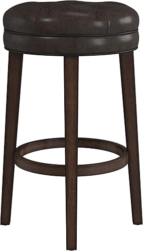 Hillsdale Krauss Taburete giratorio sin espalda, color marrón oscuro