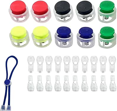 No Tie Shoe Lace Locks, 5 Pairs Of Shoelace Spring Buckles, Cord Toggle ...