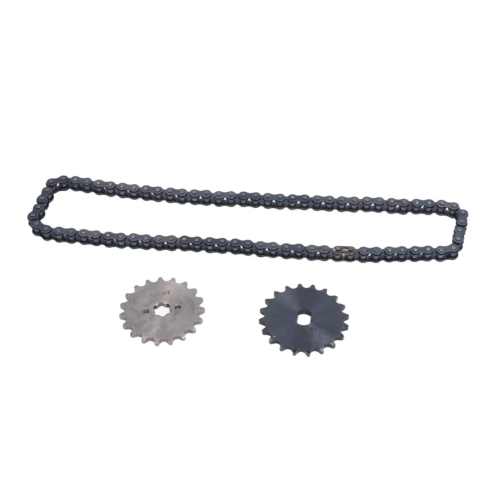 Acouto 420 Jeu de Chaînes 19T Pignon Avant 20T H Trou Pignon Arrière Chaîne en Acier Accessoire pour Remplacement Léger et d'autres Pratiques pour de Nombreux Véhicules DIY Parfaitement