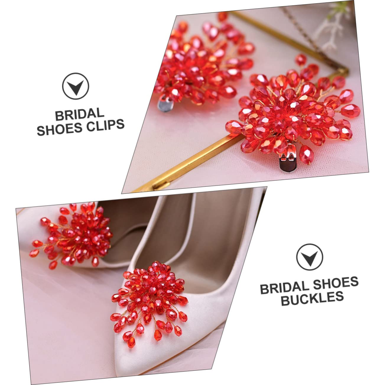 PACKOVE fermaglio per scarpe da sposa civili per la sposa scarpe sandali da donna clip per shoe clip arredamento fibbie decorative per cristallo rosso