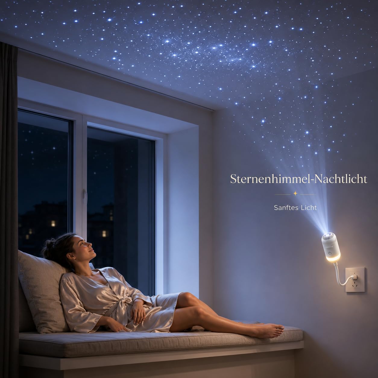 Comauo Sternenhimmel Projektor Nachtlicht 2 In 1 LED Sternenprojektor Kinder Schlaflicht USB Dimmbar 24 Projektionsfolien Babyzimmer (24 Projektionsfolien)