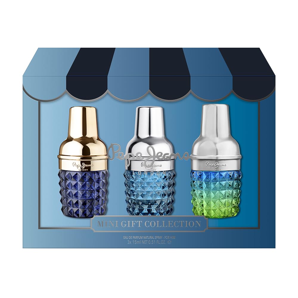 Pepe Jeans Profumo Uomo Confezione 3 Pezzi | Cofanetto Regalo, Eau de Parfum 15ml Life Is Now, Cocktail Edition, Celebrate, Miniature Set Fragranza