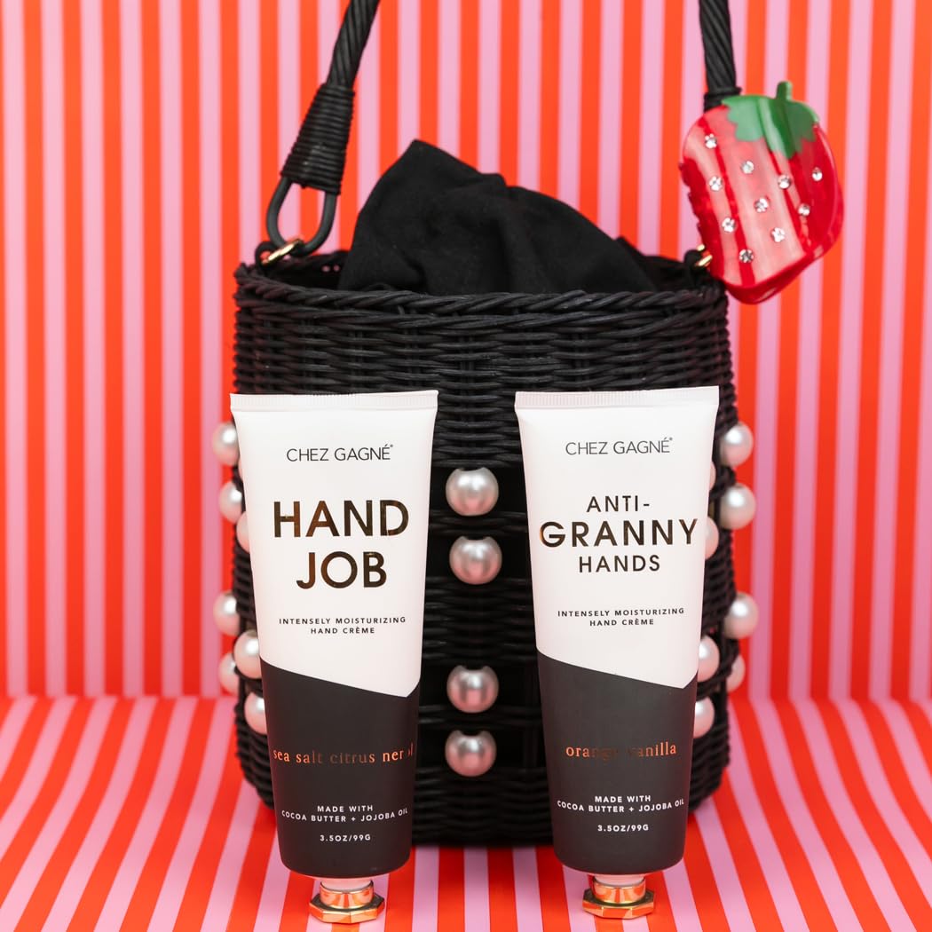 Chez Gagné Intensiv feuchtigkeitsspendende, vegane Handcreme (96 ml), Jojobaöl, Kakaobutter, nicht fettend, schnell einziehend, hergestellt in den USA, Anti-Oma-Hände, Muttertag, lustiges Geschenk für