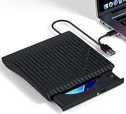 Unidade externa de CD/DVD para laptop, leitor de drive óptico de CD/DVD portátil, gravador de CD, design ultrafino USB 3.0 tipo C, leitor, gravador compatível com desktop, laptop, Mac, Windows, PC,