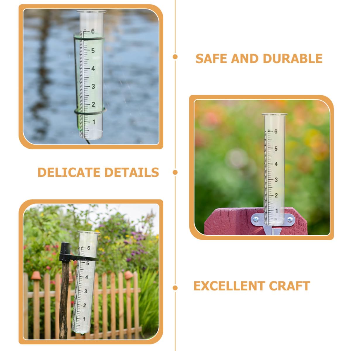 DOITOOL 4 Stück Regenmesser Glasrohr mit Skala Präziser Messzylinder aus Glas für Garten und Außenbereich Transparent Robust und Einfach Ablesbar