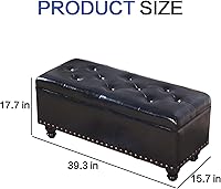 Vista 3 de Otomana de almacenamiento, banco de entrada con botones de piel sintética con almacenamiento, taburete para cambiar zapatos, baúl de juguete