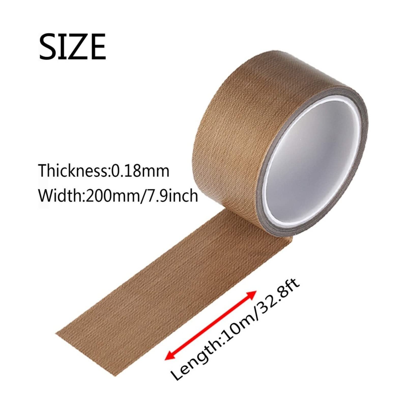 Tejido de PTFE aislante, Cinta Teflón PTFE Autoadhesiva Alta Temperatura 10m 0.18mm 100-300mm(120mm)