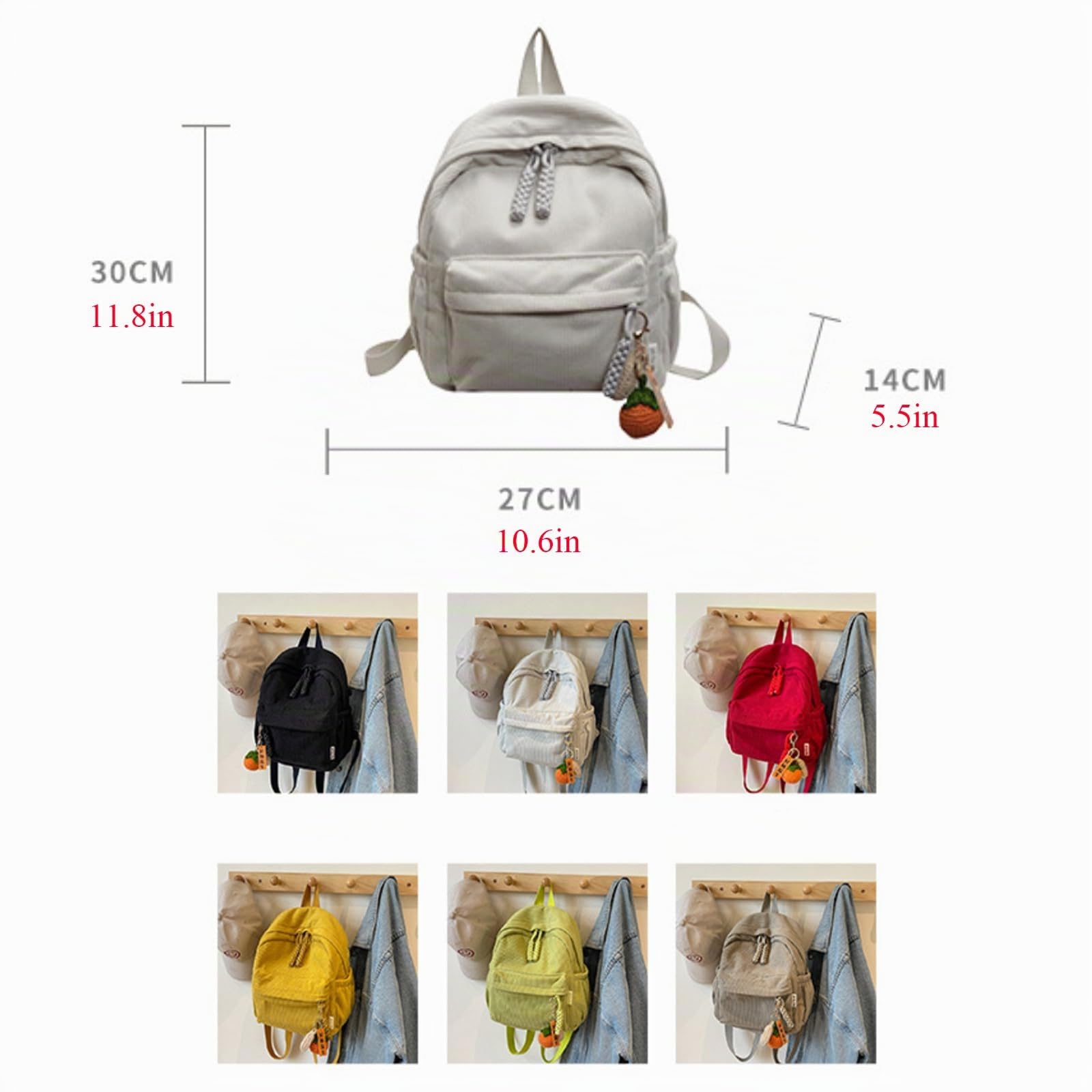 Corduroy Anti Vol Petit Sac à Dos pour Femmes Tracvel Mini Mode Daypack