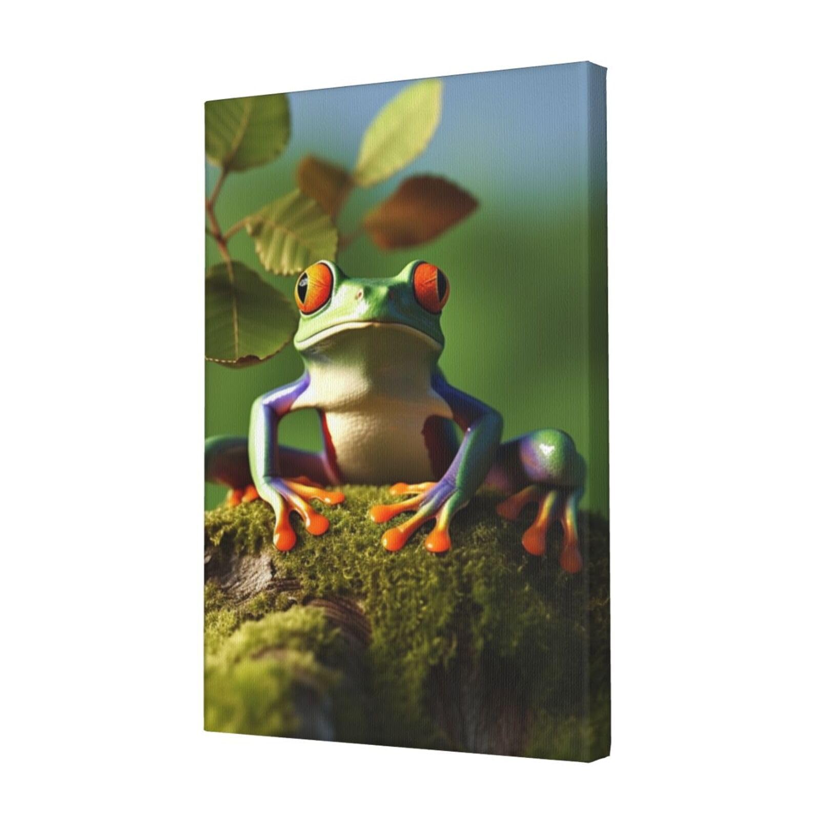 FodPand Peace Frog Tree Canvas Wall Art for Living Room Wall Decor 12"x18" Modern Artwork Painting Pictures Hanging Canvas Prints Aesthetic Wall Art for Bedroom Bathroom Office Wallart Decor