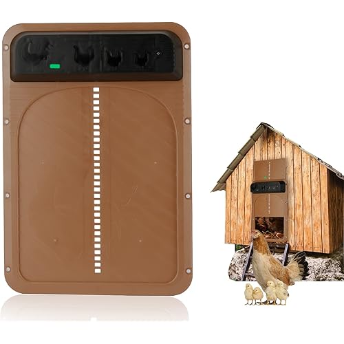 Automatic Chicken Coop Door, Automatic Chicken Door with Light Sensor, Waterproof Auto Chicken Coop Door Battery Powered, Electric Chicken Gate Opener for Safe Chicken Rearing