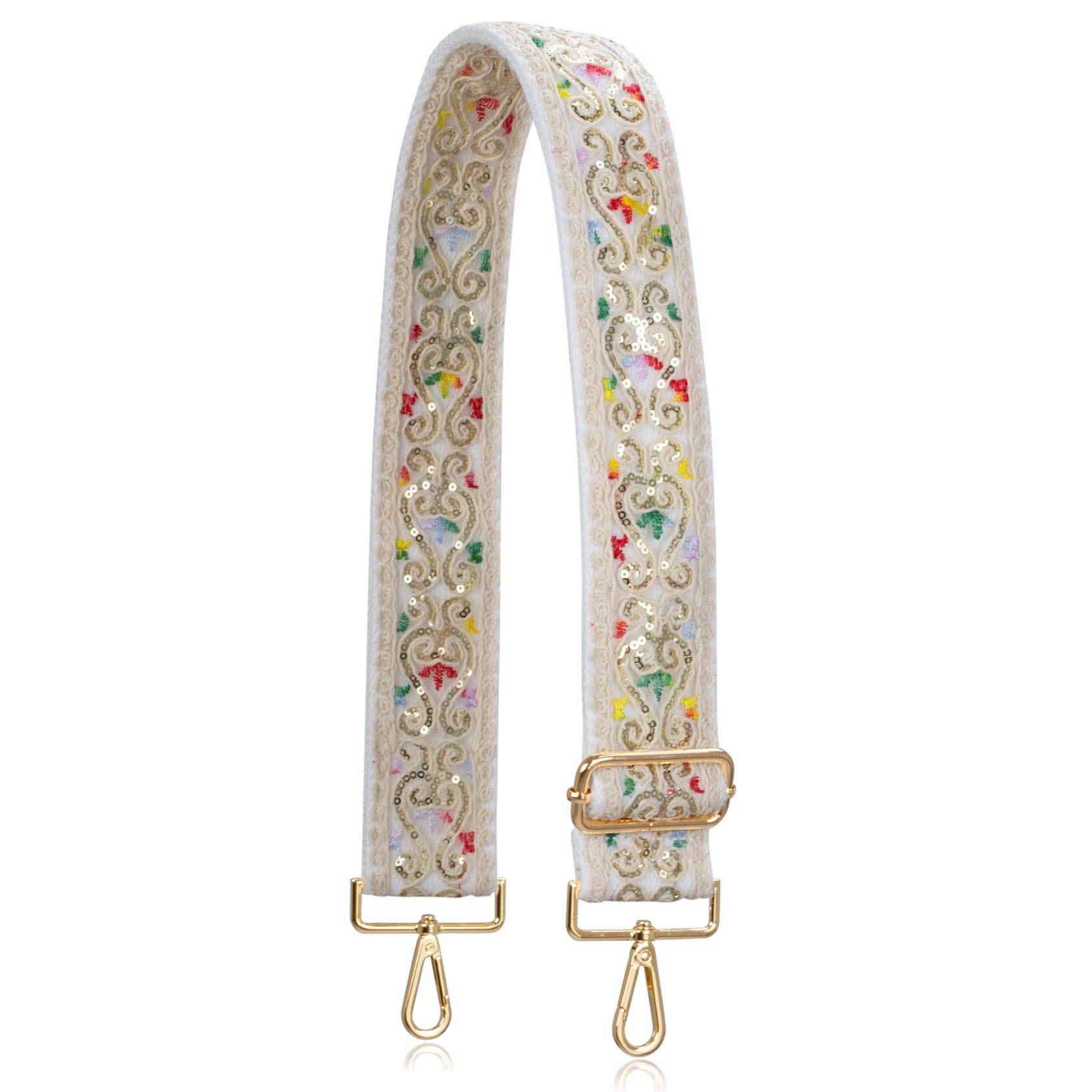 ALLZEDREAM Purse Strap Crossbody Replacement Handbag Shoulder Bag 2" Wide Adjustable Embroidered Lace Sequins